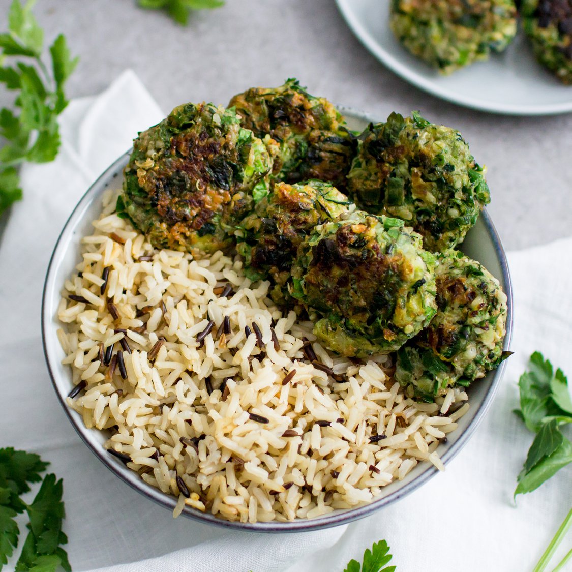 Zucchini Frikadellen mit Reis