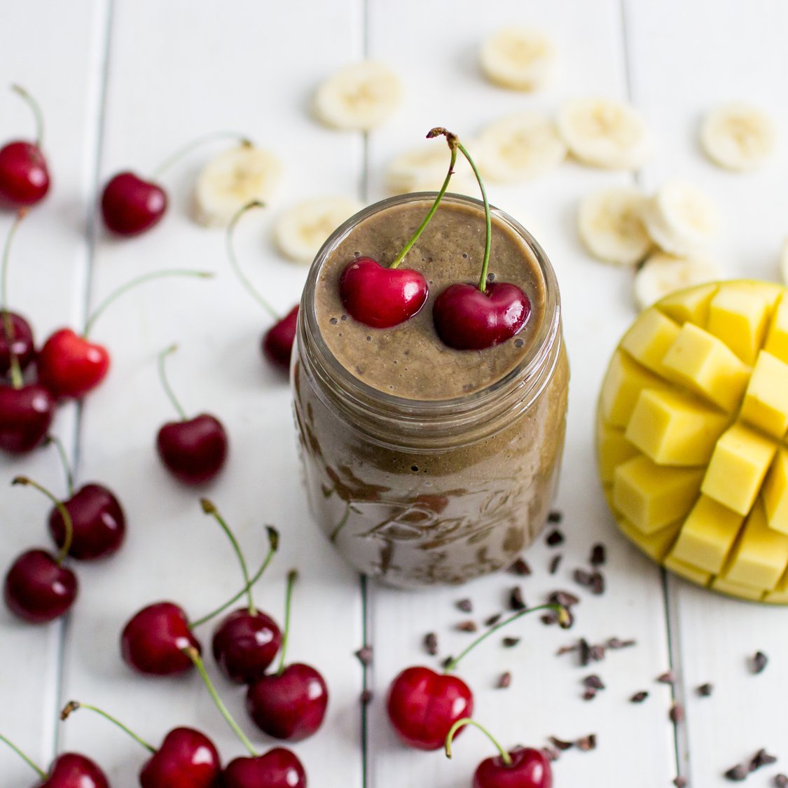 Kakao Kirschen Smoothie mit Banane