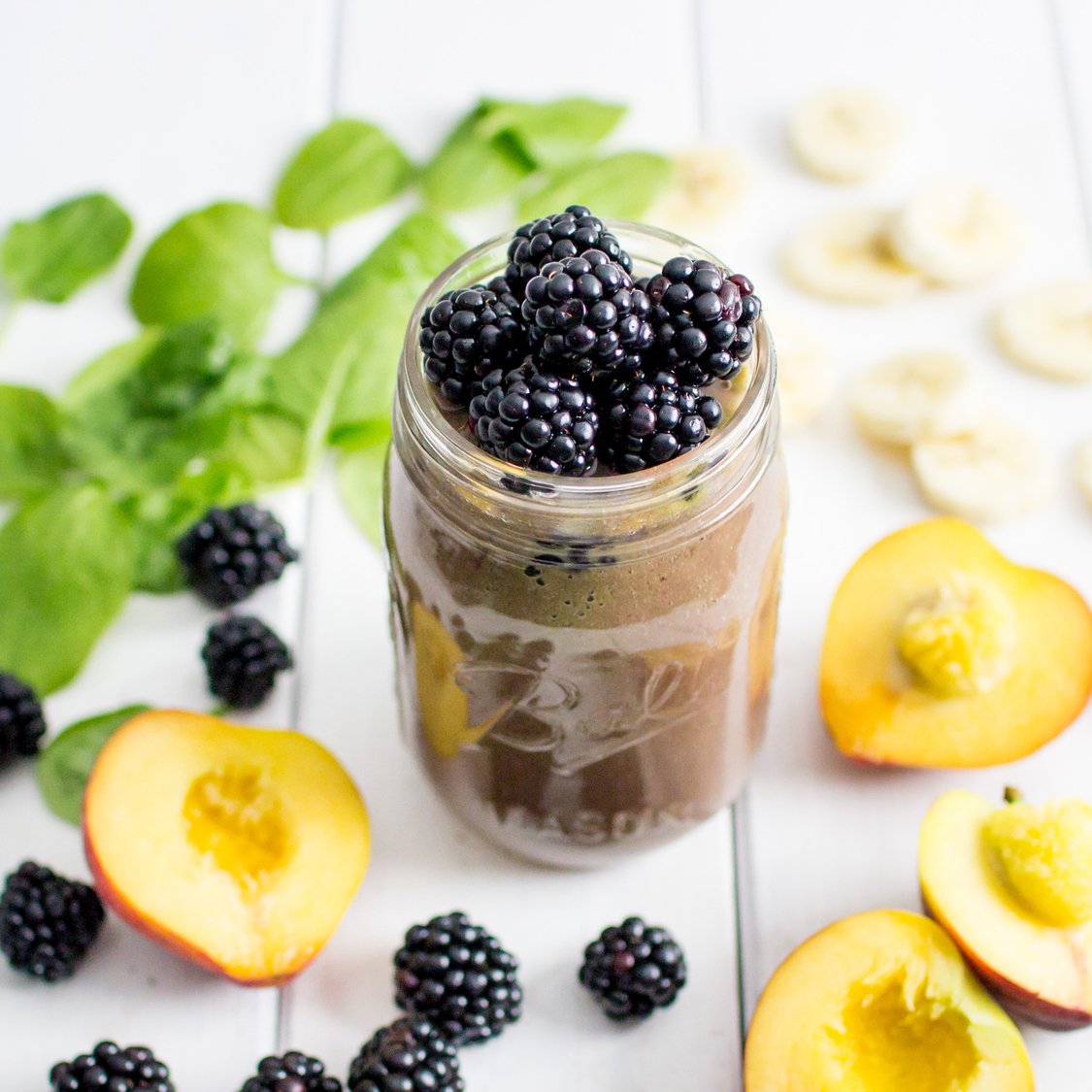 Brombeer Pfirsich Smoothie mit Banane